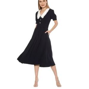 ALEXIA ADMOR Loli Lace Portrait Collar Fit & Flare Dress